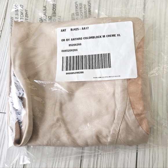 Anthropologie Colorblock Darted Satin Bow Back Slip Dress in Cream and Peach NWT - Picture 10 of 10